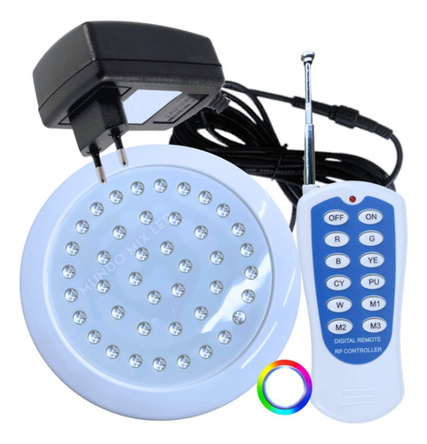 01 Refletor Led Rgb Piscina 35w Cabo 3mts Fonte Controladora