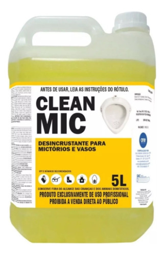 Desentupidor E Desincrustante De Mictório Clean Mic 5 Litros