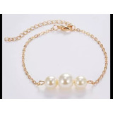 Pulsera De Oro Con Perlas Elegantes