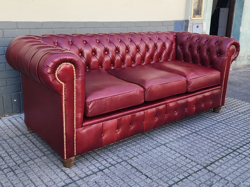 Sillon Chesterfield 3 Cuerpos Cuero Vacuno Legitimo Stock