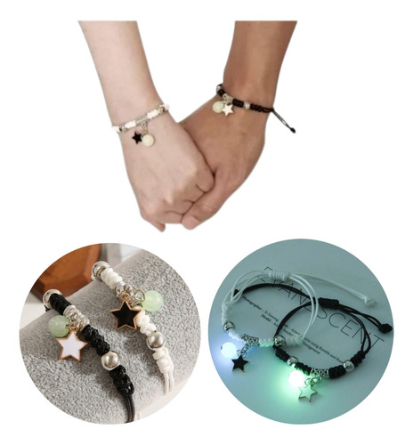 1 Par Pulsera Pareja/amistad Brillan Iman,regalo Amor Eterno