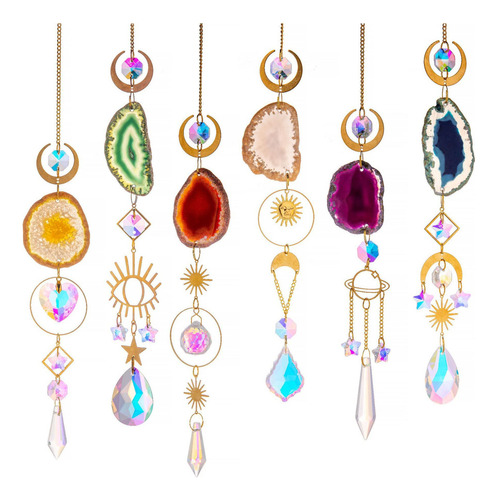 K Pingente Decorativo Agate Wind Chime Suncatcher De Seis K