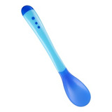 Colher Alimentação Criança Bebê Termo Sensível Silicone Azul