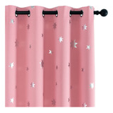 Anjee Pink Star Print Cortinas De Habitación Para Niños 2 Pa