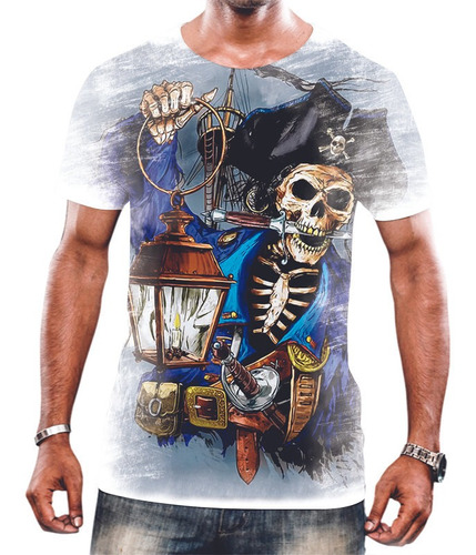 Camisa Camiseta Unissex Pirata Mar Caveira Navio 3