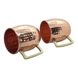 Kit 2 Canecas Moscow Mule Em Cobre Puro Martelada 300 Ml