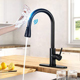 Matte Black Touch Sensor Kitchen Faucet With Pull Down Spray