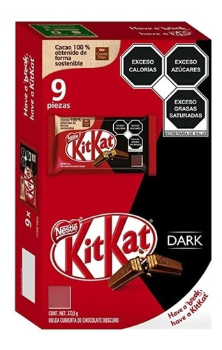 Nestlé Kit Kat Dark Barra De Chocolate Obscuro 9pz 44g