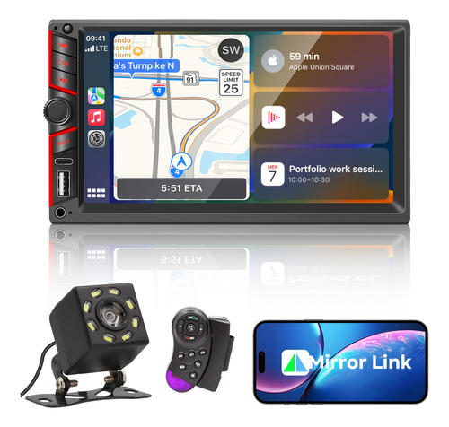 Estereo De Pantalla 2din Mirrorlink 7in Control Y Cámara Fm