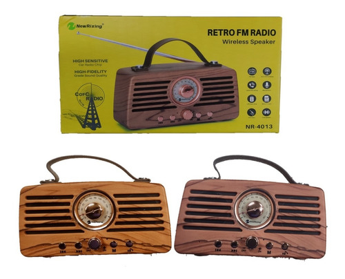 Radio Portatil Retro Vintage Bluetooth Fm 