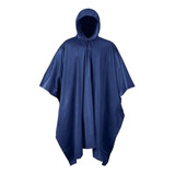 Capa Poncho De Lluvia Impermeable 100% Pvc Liviano Azul