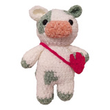 Vaca Mediana Blanca Y Verde Peluche Amigurumi Suave Plush