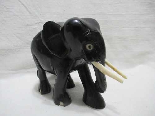 Figura Decorativa Elefante Madera Ébano Tallado A Mano 9 Cm