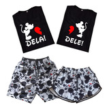 Kit Camiseta De Casal Mickey Minnie + Shorts Casais Praia