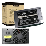 Fuente 600w Cromax 20+4 Sata Fan 8cm Negra Box Color Negro