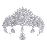 Tocado Para Novia The Crown, Corona De Perlas Y Diamantes De