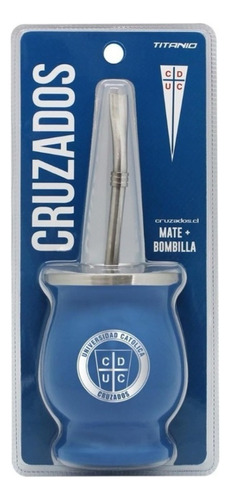 Matero Mate U Católica Set Con Bombilla 200 Ml Oficial