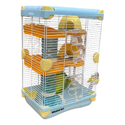 Jaula Para Hamster Casa Rueda Tunel Soga 27.5x20.5x42.5 Color Celeste | Envío gratis