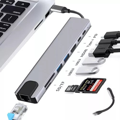 Tipo C Hub 7 En 1 Adaptador Usb C A Hdmi Con Rj45 Ethernet