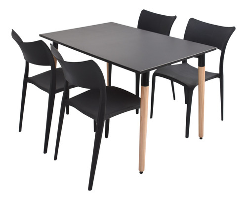 Combo Comedor Eames Mesa 1,20 X 80 Y 4 Sillas Verona