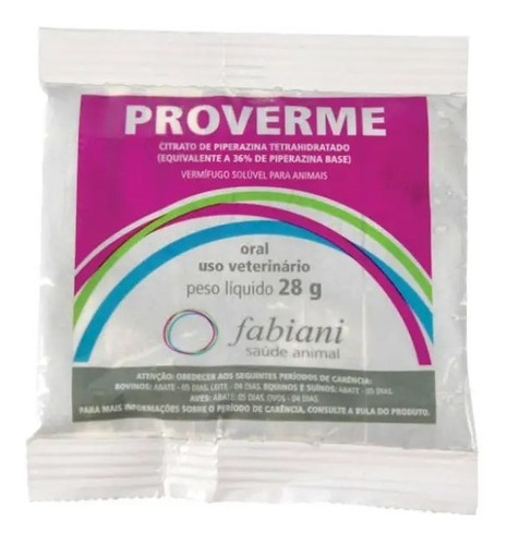 Kit Proverme 28g Anti-helmíntico 5 Saches - Uso Veterinário