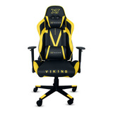 Cadeira De Escritório Gamer Xt Racer Viking Couro Sintético Cor Preto E Amarelo