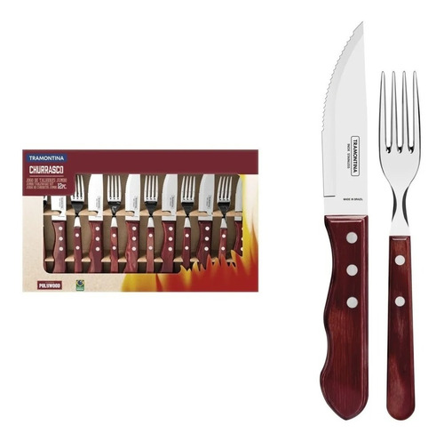 Set 12 Cubiertos Asado Jumbo Tramontina Polywood Samihome