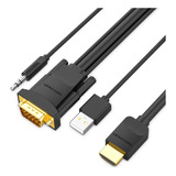 Cable Conversor Hdmi A Vga + Usb Power + Auxiliar 1m Vention