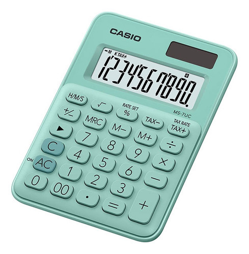 Calculadora De Escritorio Casio Ms7-uc Mini De 10 Dígitos, Color Azul