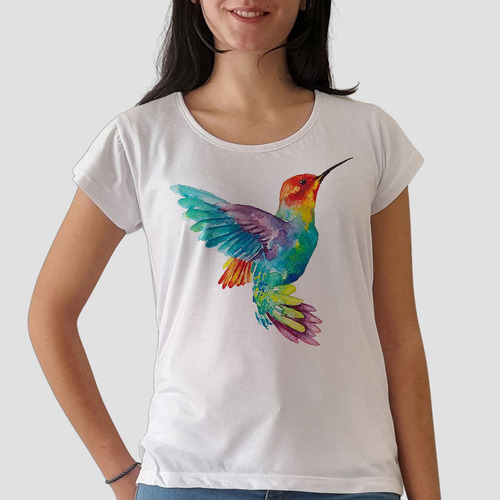 Remera Colibrí Picaflor Aves Animales Mujer Purple Chick
