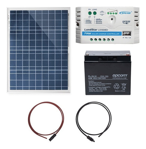 Kit Panel Solar 50w Bateria 18a Controlador Usb Epcom