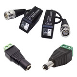 Pack X4 Par Balun Hd Ahd Cvi Tvi + 4 Par Plug Macho + Hembra