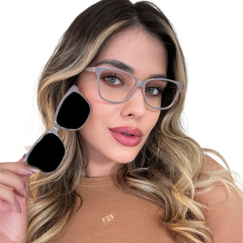 Oculos Clipon Feminino Armação De Grau Sol