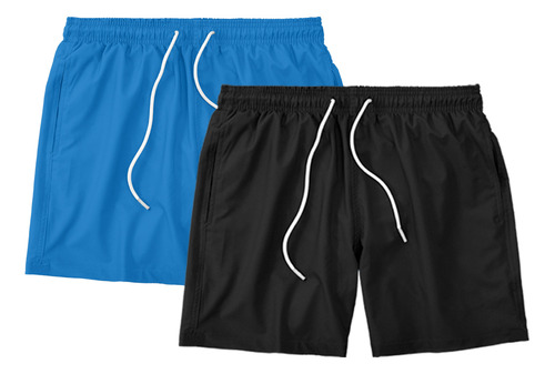 Kit 2 Shorts Masculino Liso Bermuda Tactel Treino Academia