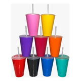 50 Vasos Plástico Souvenir Pastel Grandes 420ml Sorbete Duro