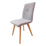 Silla Tulip Oslo Tapizada Nordica Patas Madera Lino Gris