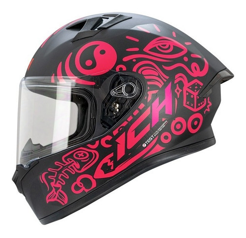 Casco Integral Ich 503-sp Mark Color Negro Mate/rojo Tamaño Del Casco M