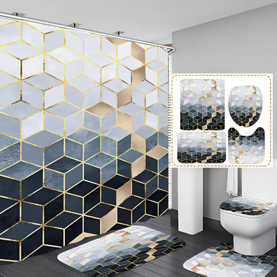 Cortinas De Baño Juegos De Alfombras 4juegos Negros Lavables Color Azul Oscuro Lisa | MercadoLibre