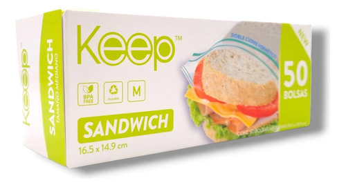 Bolsa Para Sándwich Hermética Doble Cierre Keep