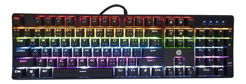 Teclado Gamer Hp Gk320 Qwerty Español Color Negro Con Luz Rainbow