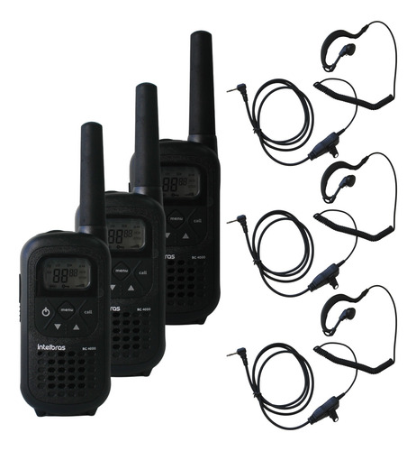 3x Rádio Comunicador Intelbras Rc4002 + Fone Tipo G