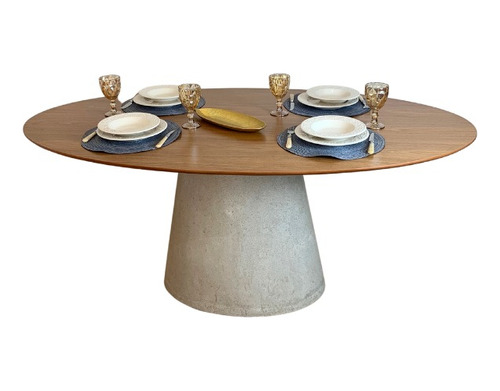 Mesa Personal Art Design Cone Oval Concreto Laca/melamina