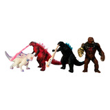 Godzilla Y Kong Set Figuras 4 Pzs Shimu Articuladas Con Luz