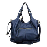 Bolsa Hobo Oliver Mour 1025 Design Lisa De Couro  Azul Com Alça De Ombro Azul Alças De Cor Azul E Ferragens Metal