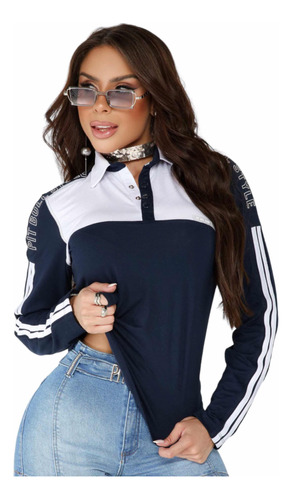 Blusa Polo Feminina Manga Longa Pitbull Lançamento Ref 81128