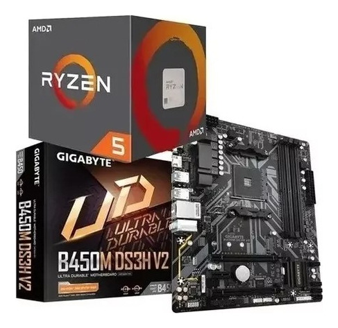 Kit Amd Placa Mãe Gigabyte B450m Ds3h + Ryzen 5 5600g Novo