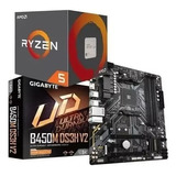 Kit Amd Placa Mãe Gigabyte B450m Ds3h + Ryzen 5 5600g Novo