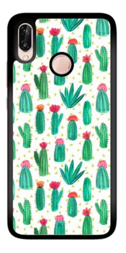 Funda Protector Para Huawei Flores Cactus Varios Verde Rojo