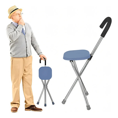JUTANG Bastón Silla Asiento Plegable Ajustable Portátil Para Adultos Mayores Ancianos Caminata Descanso Reforzado Ligero Antideslizante Aluminio Ergonómico Resistente Cómodo Seguro Color Azul | MercadoLibre