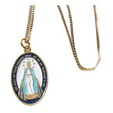 Medalla Dije Virgen Milagrosa Esmaltada Y Cadena Acero Inox